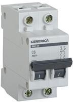 MVA25-2-006-C Автоматичний вимикач GENERICA ВА47-29 2P 6А 4,5кА характеристика C