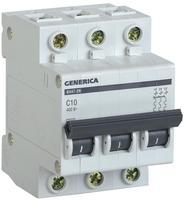 MVA25-3-010-C Автоматичний вимикач GENERICA ВА47-29 3P 10A 4,5кА характеристика C