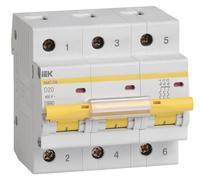 MVA40-3-020-D Автоматичний вимикач IEK ВА47-100 3P 20А 10кА характеристика D