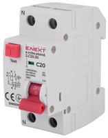 s034104 Выключатель дифференциального тока с защитой от сверхтоков ENEXT e.rcbo.stand.2.C20.30 1P+N 20А С 30мА