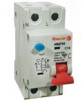 60AVDT16E30 Диференційний автоматичний вимикач ElectrO АВДТ63, 16А, 30мА, 1P + N, 6kA, АС