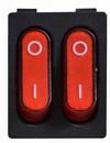 A0140040117 Переключатель 2 клавишный красный с подсветкой АСКО KCD2-5-2101N R/B 220V фото
