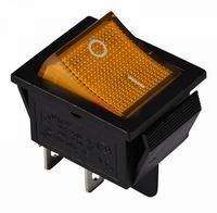 A0140040103 Переключатель 1 клавишный желтый с подсветкой АСКО KCD2-201N YL/B 220V