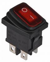 A0140040064 Переключатель 1 клавишный влагозащищенный красный с подсветкой АСКО KCD1-4-201NW R/B 220V