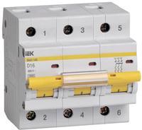 Автоматичний вимикач ВА 47-100 3p 16А 10 кА D IEK MVA40-3-016-D