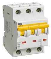 Автоматичний вимикач ВА 47-60 3p 16А 6 кА B IEK MVA41-3-016-B