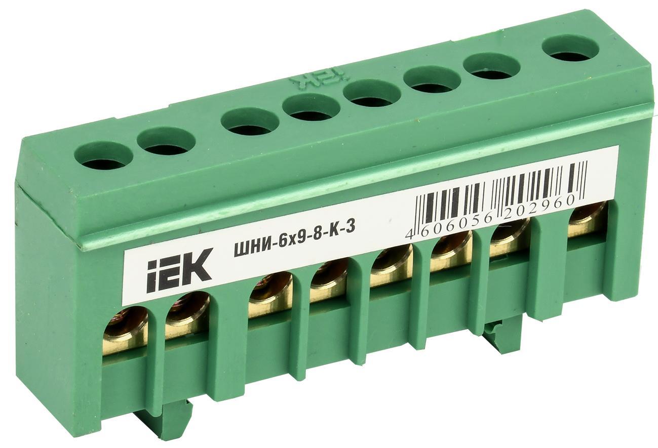 YNN10-69-8KD-K06 Шина IEK PE "земля" в корпусном изоляторе на DIN-рейку ...