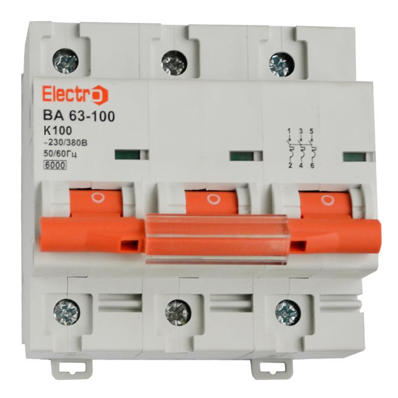 60VA100К3080 Автоматический выключатель ElectrO ВА63-100, 6kА, 3P, 80А, K фото
