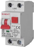 p0720027 Выключатель дифференциального тока с защитой от сверхтоков ENEXT e.rcbo.pro.2.C20.30 1P+N 20А С тип А 30мА