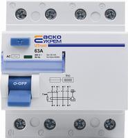 A0010210141 Устройство защитного отключения АСКО UTrust 3P+N 63А 30mА АС