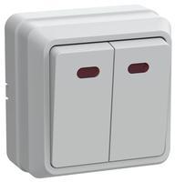 EVO21-K01-10-DC Выключатель 2-клавишный с индикацией IEK ВС20-2-1-ОБ 10А ОКТАВА (белый)