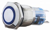 A0140010143 Кнопка металлическая плоская с подсветкой АСКО TYJ 19-271 1NO+1NC синяя 24V