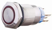 A0140010118 Кнопка металлическая плоская с фиксацией АСКО TYJ 19-371 1NO+1NC с подсветкой красная 220V