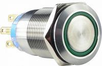 A0140010116 Кнопка металлическая плоская с подсветкой АСКО TYJ 19-272 2NO+2NC зеленая 220V