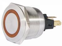 A0140010140 Кнопка металлическая плоская с подсветкой АСКО TYJ 22-271 1NO+1NC желтая 24V