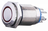 A0140010103 Кнопка металлическая плоская с фиксацией АСКО TYJ 16-362 2NO+2NC с подсветкой красная 220V