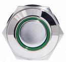 A0140010102 Кнопка металлическая плоская с фиксацией АСКО TYJ 16-362 2NO+2NC с подсветкой зеленая 220V фото