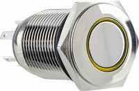 A0140010094 Кнопка металлическая плоская с подсветкой АСКО TYJ 16-261 1NO+1NC желтая 220V