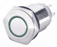 A0140010093 Кнопка металлическая плоская с подсветкой АСКО TYJ 16-261 1NO+1NC зеленая 220V