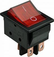 A0140040160 Переключатель 1 клавишный красный с подсветкой АСКО KCD2-6-201N R/B 30 А 220V