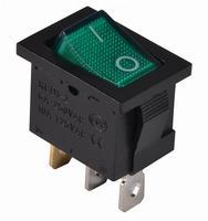 A0140040054 Переключатель 1 клавишный зеленый с подсветкой АСКО KCD1-2-101N GR/B 220V