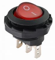 A0140040136 Перемикач 1 клавішний круглий червоний з підсвічуванням АСКО KCD1-7-101NY R/B 220V