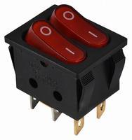 A0140040117 Переключатель 2 клавишный красный с подсветкой АСКО KCD2-5-2101N R/B 220V