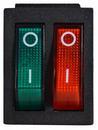 A0140040111 Перемикач 2 клавішний зелений+червоний з підсвічуванням АСКО KCD2-2101N GR+R/B 220V фото