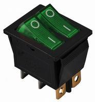 A0140040110 Переключатель 2 клавишный зеленый с подсветкой АСКО KCD2-2101N C3-GR/B 220V