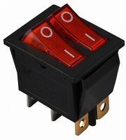 A0140040109 Переключатель 2 клавишный красный с подсветкой АСКО KCD2-2101N R/B 220V