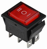 A0140040107 Переключатель 1 клавишный опрокидывающийся красный с подсветкой АСКО KCD2-203N R/B 220V