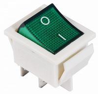 A0140040104 Переключатель 1 клавишный зеленый с подсветкой АСКО KCD2-201N GR/WH 220V