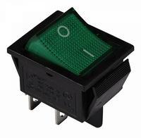 A0140040102 Переключатель 1 клавишный зеленый с подсветкой АСКО KCD2-201N GR/B 220V