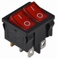 A0140040084 Переключатель 2 клавишный красный с подсветкой АСКО KCD1-6-2101N R/B 220V
