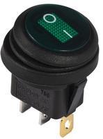 A0140040078 Переключатель 1 клавишный круглый влагозащищенный зеленый с подсветкой АСКО KCD1-8-101NW GR/B 220V