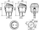 A0140040074 Переключатель 1 клавишный круглый влагозащищенный красный с подсветкой АСКО KCD1-5-101NW R/B 220V фото