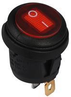 A0140040074 Переключатель 1 клавишный круглый влагозащищенный красный с подсветкой АСКО KCD1-5-101NW R/B 220V