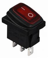 A0140040060 Переключатель 1 клавишный красный влагозащищенный с подсветкой АСКО KCD1-2-101NW R/B 220V