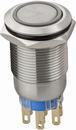 A0140010253 Кнопка металлическая плоская с подсветкой АСКО TYJ 19-272 2NO+2NC синяя 12V фото