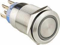 A0140010253 Кнопка металлическая плоская с подсветкой АСКО TYJ 19-272 2NO+2NC синяя 12V