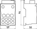 p0680006 Блок розподільчий ENEXT e.sn.pro.500 на DIN-рейку 500А (вхід 1*3x15…24 мм шинний/вихід 2*6…35 + 5*2,5...16 + 4*2,5...10 кв.мм) фото