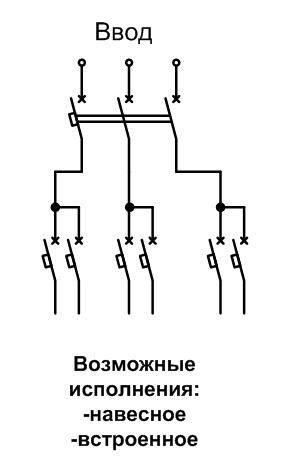 Схема щитка ЩО-6 с вводным автоматом