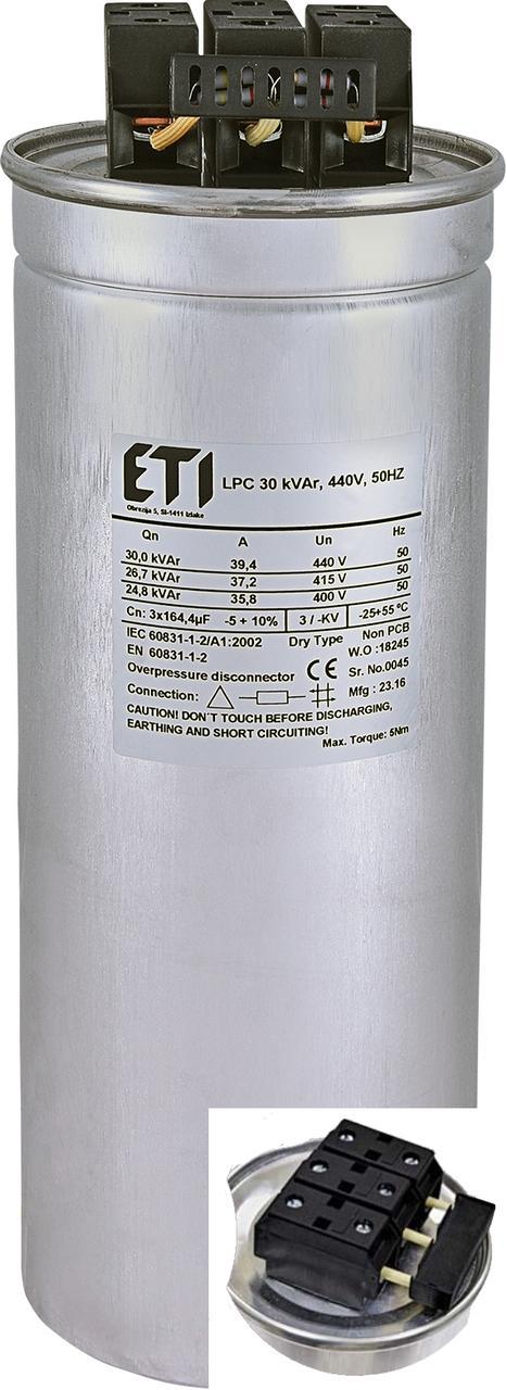 Конденсатор трехфазный LPC 30kVAr (440V) ETI 4656765 фото