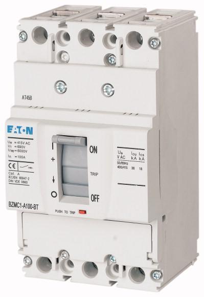 Автоматический выключатель 100А, номинальное напряжение 400/415 B (АС), 3 полюса, откл.способность 36кА, хомутные Зажимы EATON BZMC1-A100-BT 131264 фото