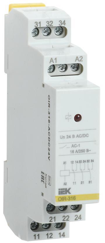 OIR-316-ACDC24V Промежуточное реле IEK OIR 3 конт 16А 24В AC/DC ...